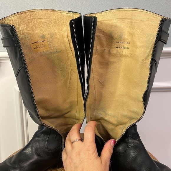 FRYE Molly Knee High Boot Side Zipper Black Leather Size 5.5 Low Heel - Picture 11 of 11